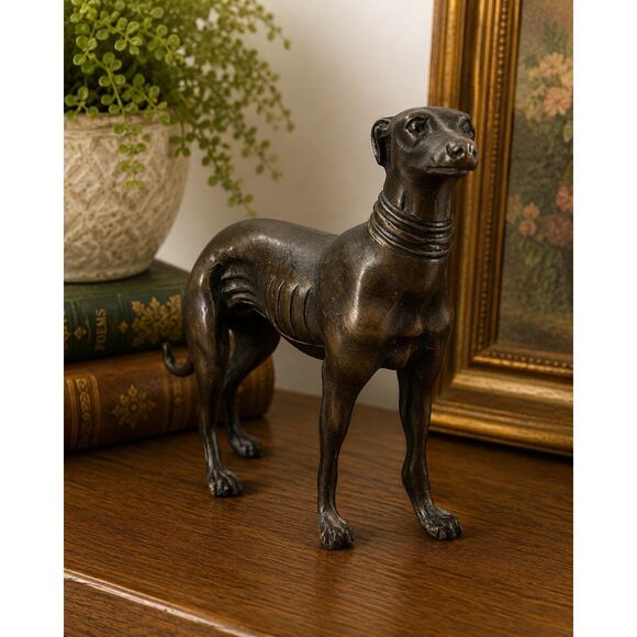 Other - Vintage Bronze Greyhound Whippet Dog Figurine Statue Sighthound 7” Sculpture